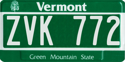 VT license plate ZVK772