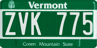 VT license plate ZVK775