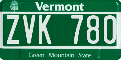 VT license plate ZVK780
