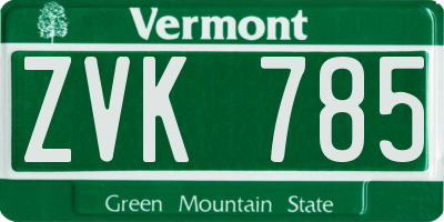 VT license plate ZVK785