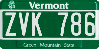 VT license plate ZVK786