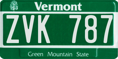 VT license plate ZVK787