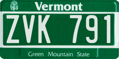VT license plate ZVK791