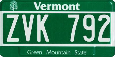 VT license plate ZVK792