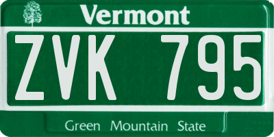 VT license plate ZVK795