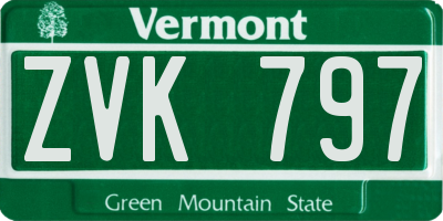VT license plate ZVK797
