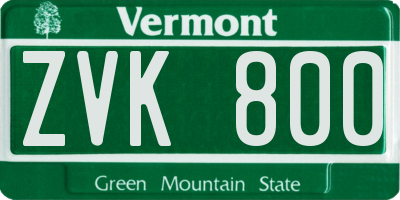 VT license plate ZVK800