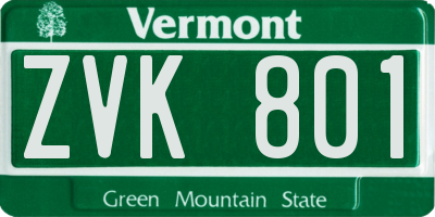 VT license plate ZVK801