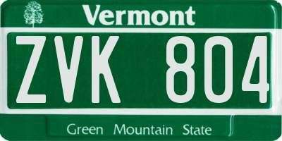 VT license plate ZVK804