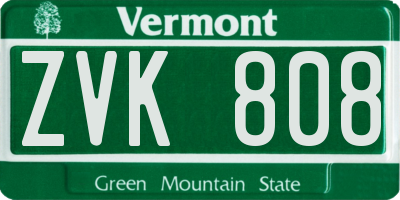 VT license plate ZVK808