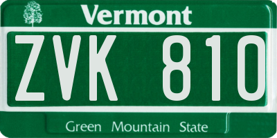 VT license plate ZVK810