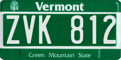VT license plate ZVK812