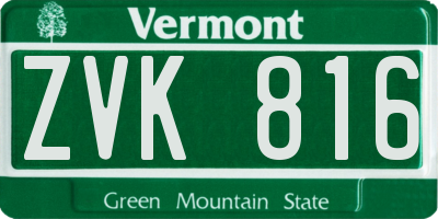 VT license plate ZVK816