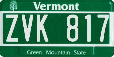 VT license plate ZVK817