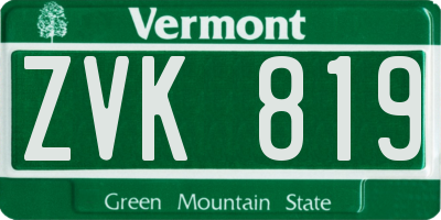 VT license plate ZVK819