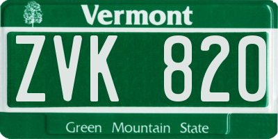 VT license plate ZVK820