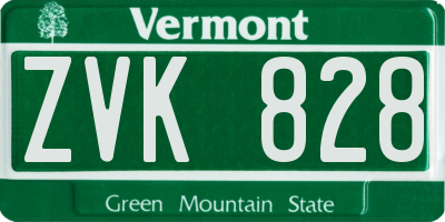 VT license plate ZVK828