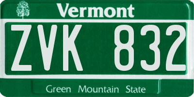 VT license plate ZVK832