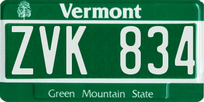 VT license plate ZVK834