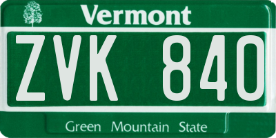 VT license plate ZVK840