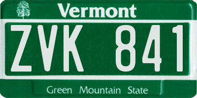 VT license plate ZVK841