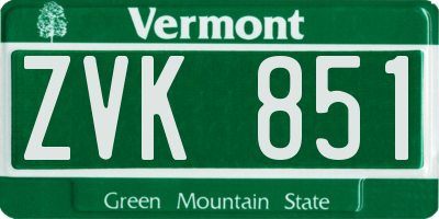 VT license plate ZVK851