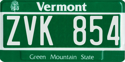 VT license plate ZVK854