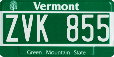 VT license plate ZVK855