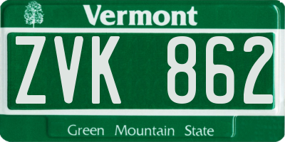 VT license plate ZVK862