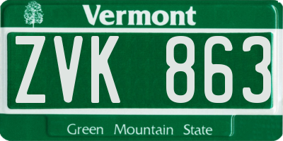 VT license plate ZVK863