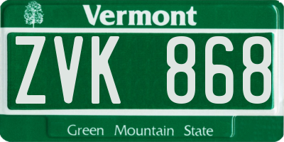 VT license plate ZVK868