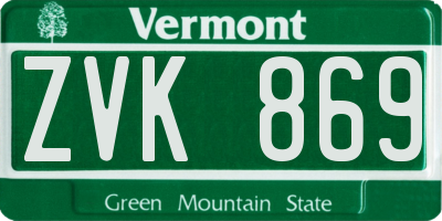 VT license plate ZVK869