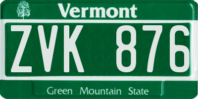 VT license plate ZVK876