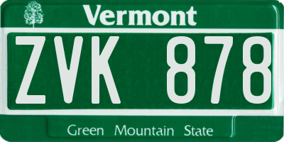 VT license plate ZVK878