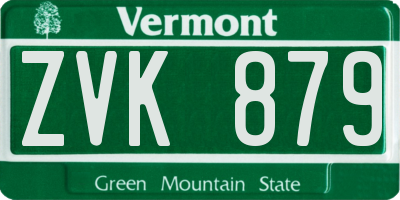 VT license plate ZVK879
