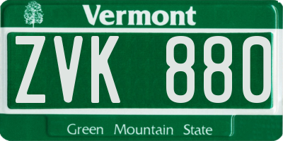 VT license plate ZVK880