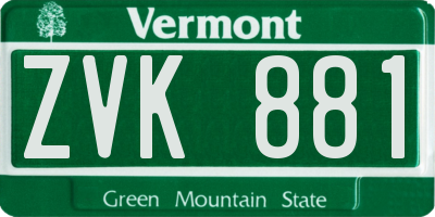 VT license plate ZVK881
