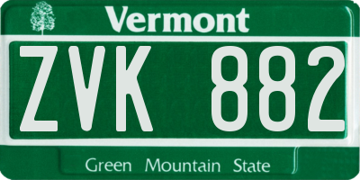 VT license plate ZVK882