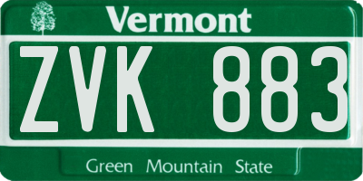 VT license plate ZVK883
