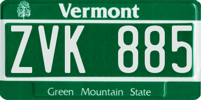 VT license plate ZVK885