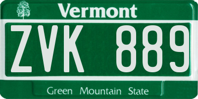 VT license plate ZVK889