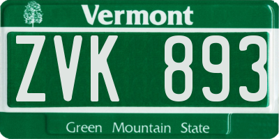 VT license plate ZVK893