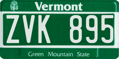 VT license plate ZVK895