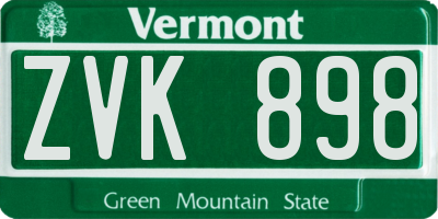 VT license plate ZVK898