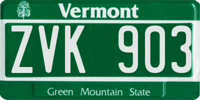 VT license plate ZVK903