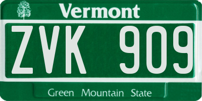 VT license plate ZVK909