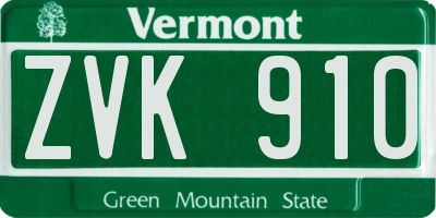 VT license plate ZVK910