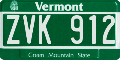 VT license plate ZVK912