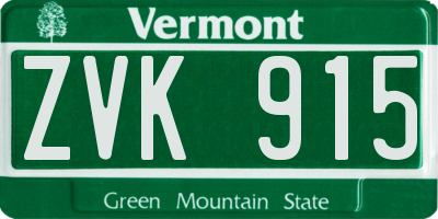 VT license plate ZVK915