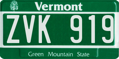 VT license plate ZVK919